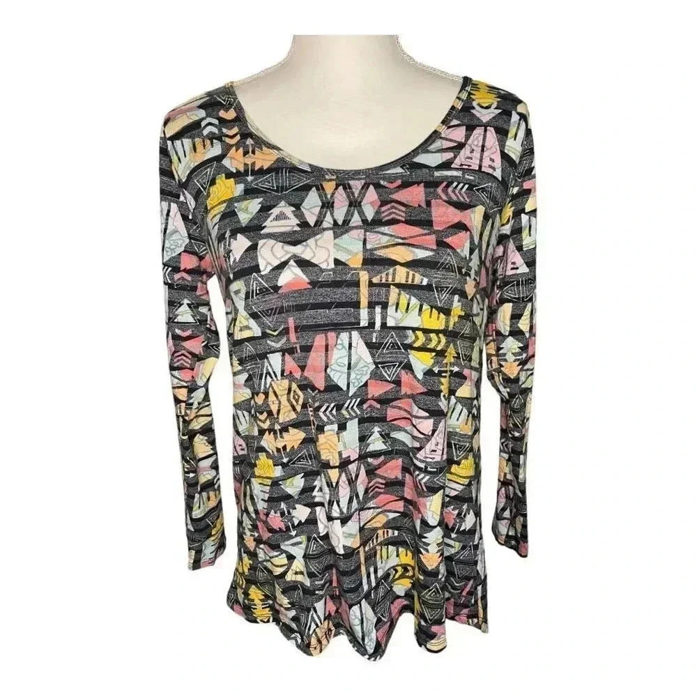 LuLaRoe‎ Women’s Small Geometric Design Lynnae Long Sleeve Multicolor Top